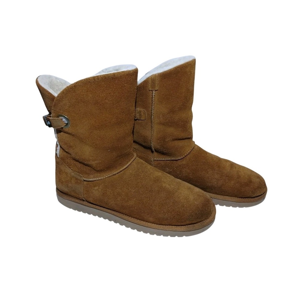 Koolaburra by UGG Wom Sz 11 Alamie Short Chestnut Brown Suede Winter Boots #1429